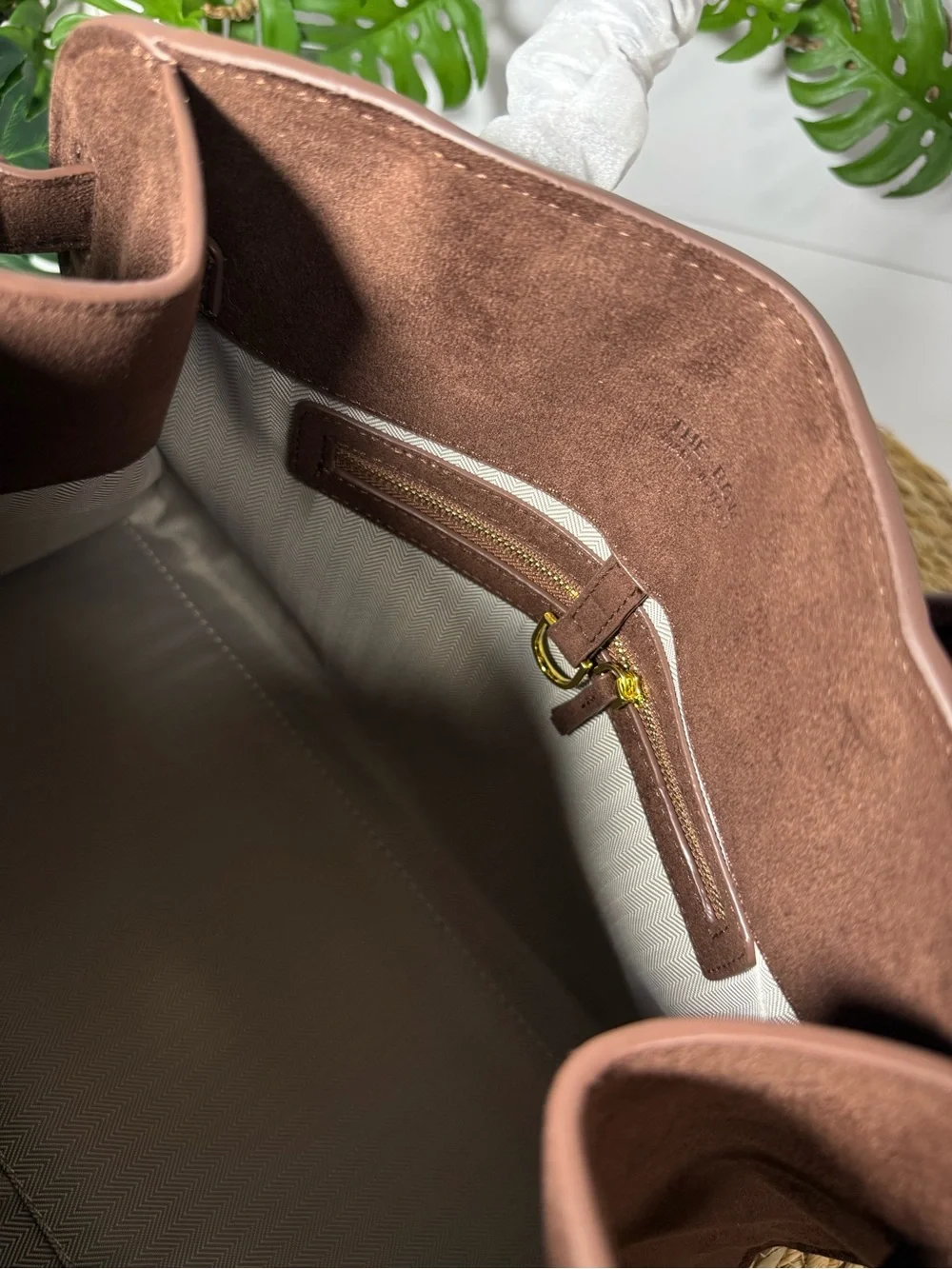 The Row Brown Suede Structured Top-Handle Satchel